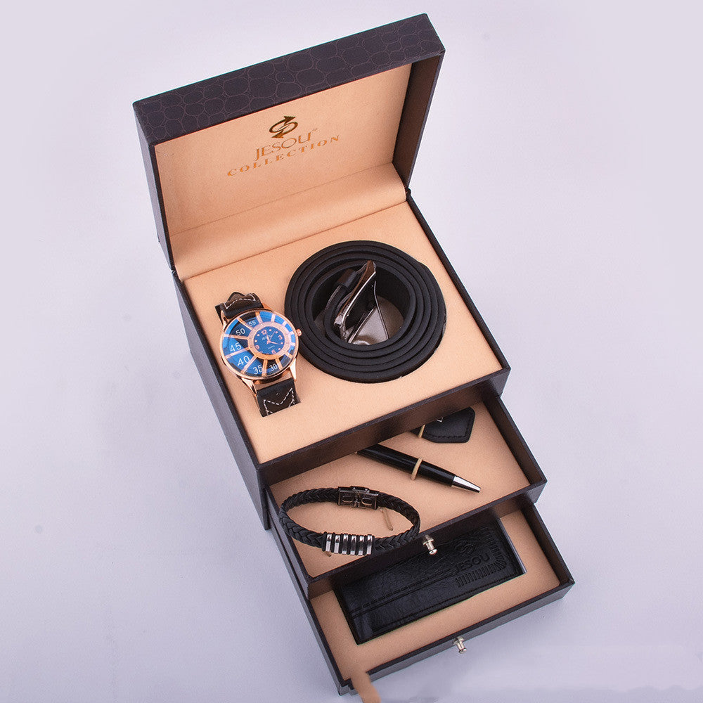 Business Gift Set Watch Belt Wallet Men's High-end Leather Bracelet Birthday Creative Gift Box