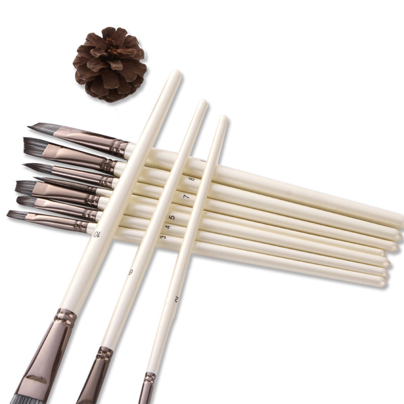 10 Pearl White Watercolor Brushes, Nylon Brushes
