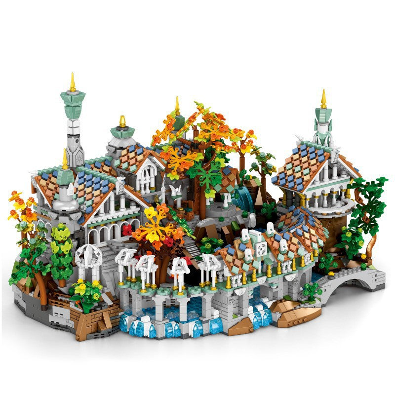 Street-view Brick Model Secluded Valley Architecture, Castle Kit Small-piece Assembly Decoration