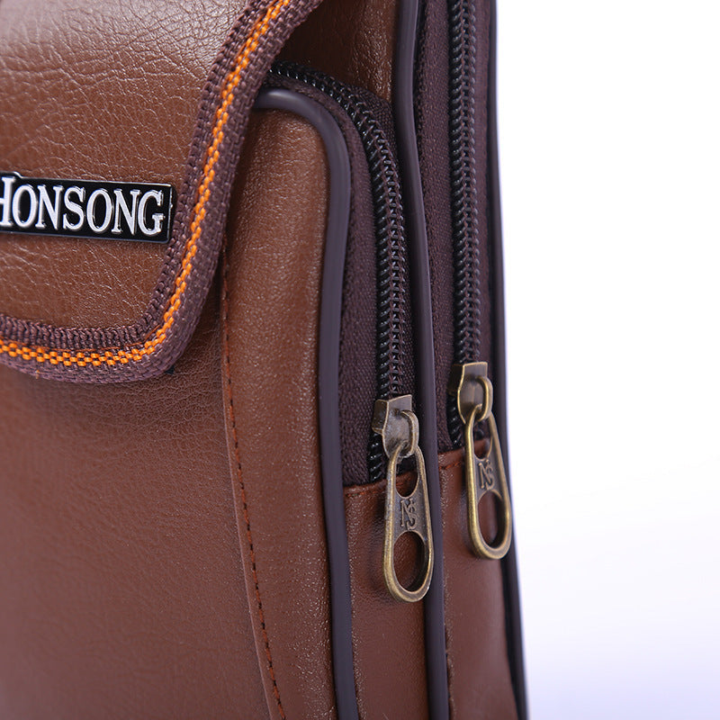 Men's Fashion Double Zipper Through The Belt Coin Purse