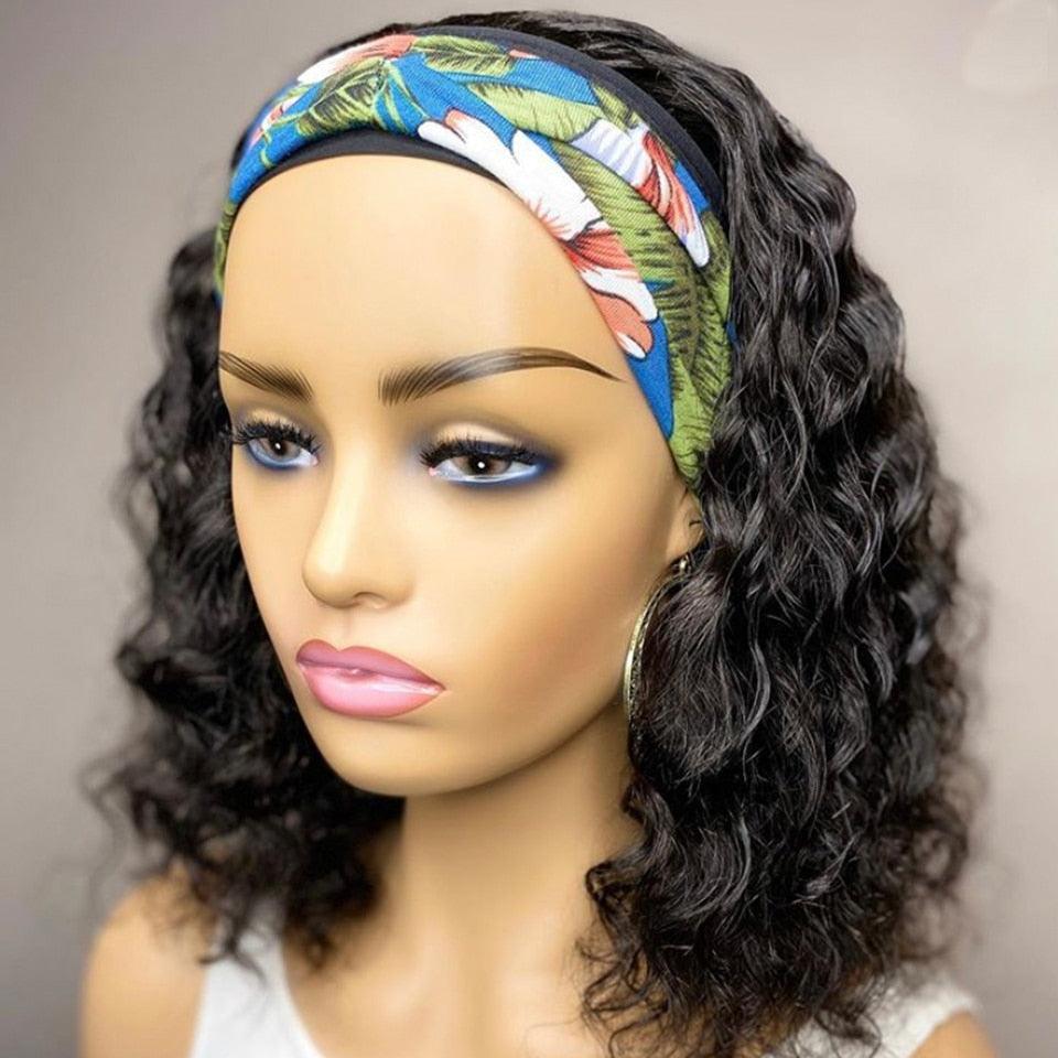 Afro Kinky Curly Short Bob Wigs Headband Wigs for Black Women Water Wave Synthetic Hair Wigs Wigs For Black Women Cosplay Wigs For Women