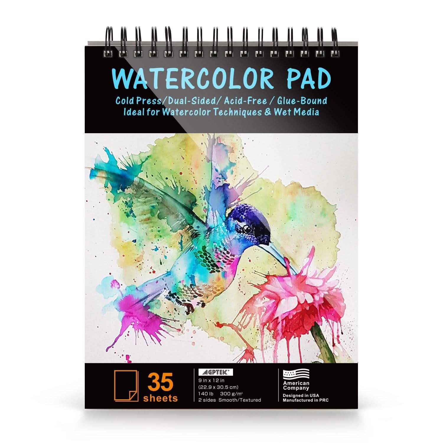 AGPtEk 12 inches 35 Sheets Watercolor Paper Pad
