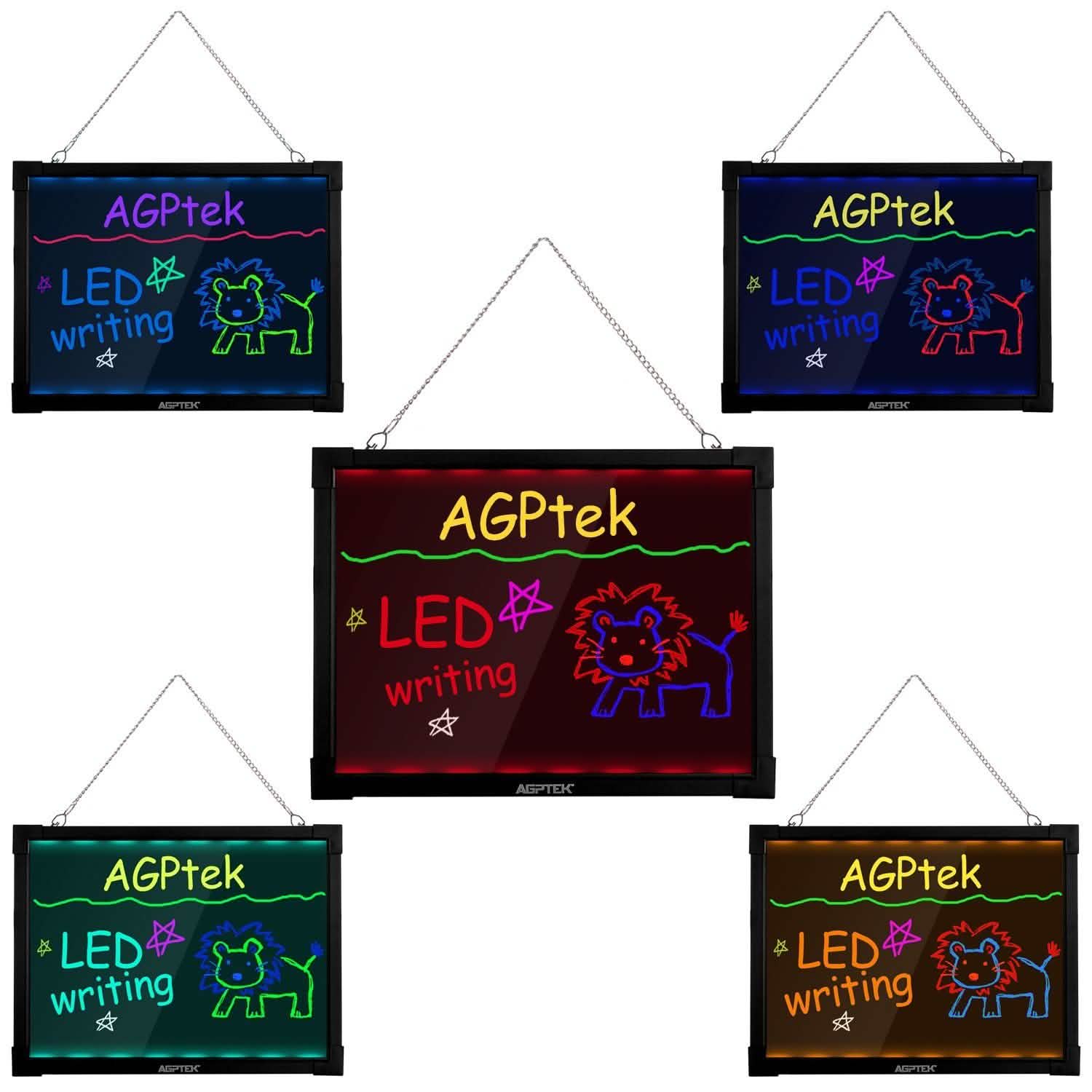 AGPtek 24"×16" LED Message Board Illuminated Erasable with Remote Control