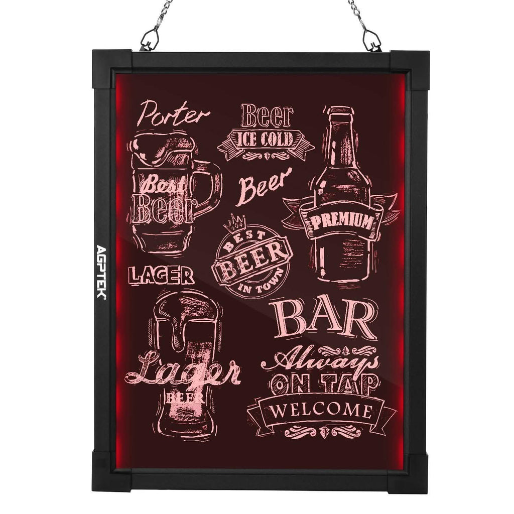 AGPtek 24"×16" LED Message Board Illuminated Erasable with Remote Control