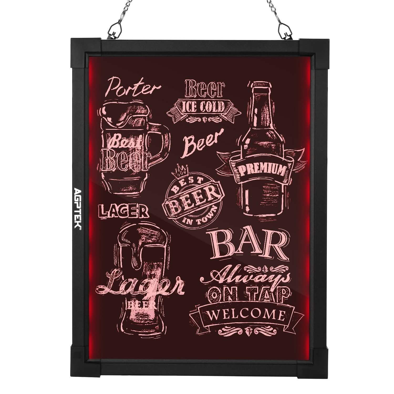 AGPtek 24"×16" LED Message Board Illuminated Erasable with Remote Control