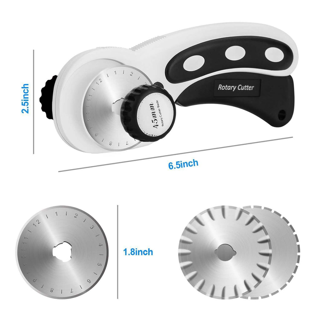 AGPtek 45mm Rotary Cutter with 7 Replacement Rotary Blades and Safety Lock