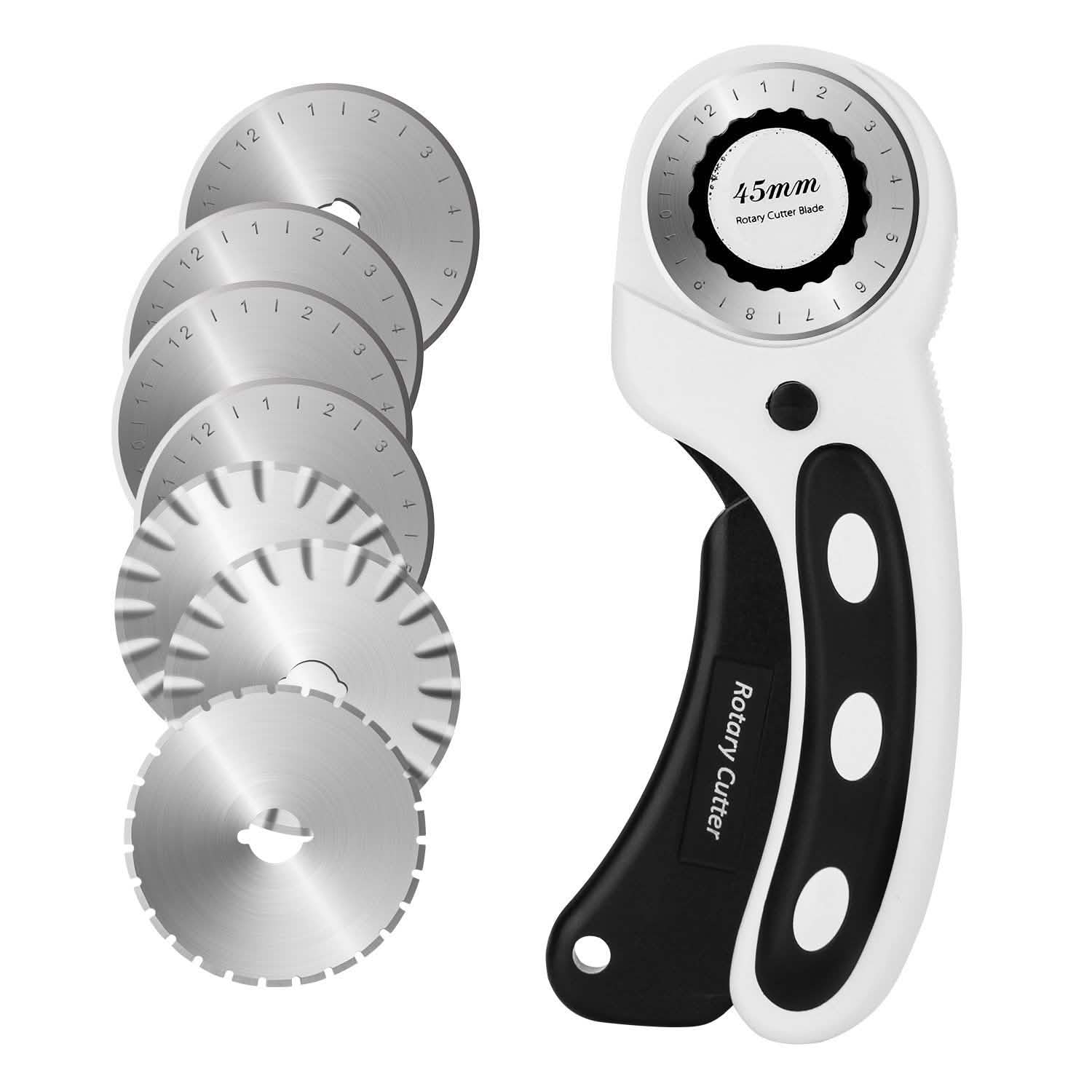 AGPtek 45mm Rotary Cutter with 7 Replacement Rotary Blades and Safety Lock