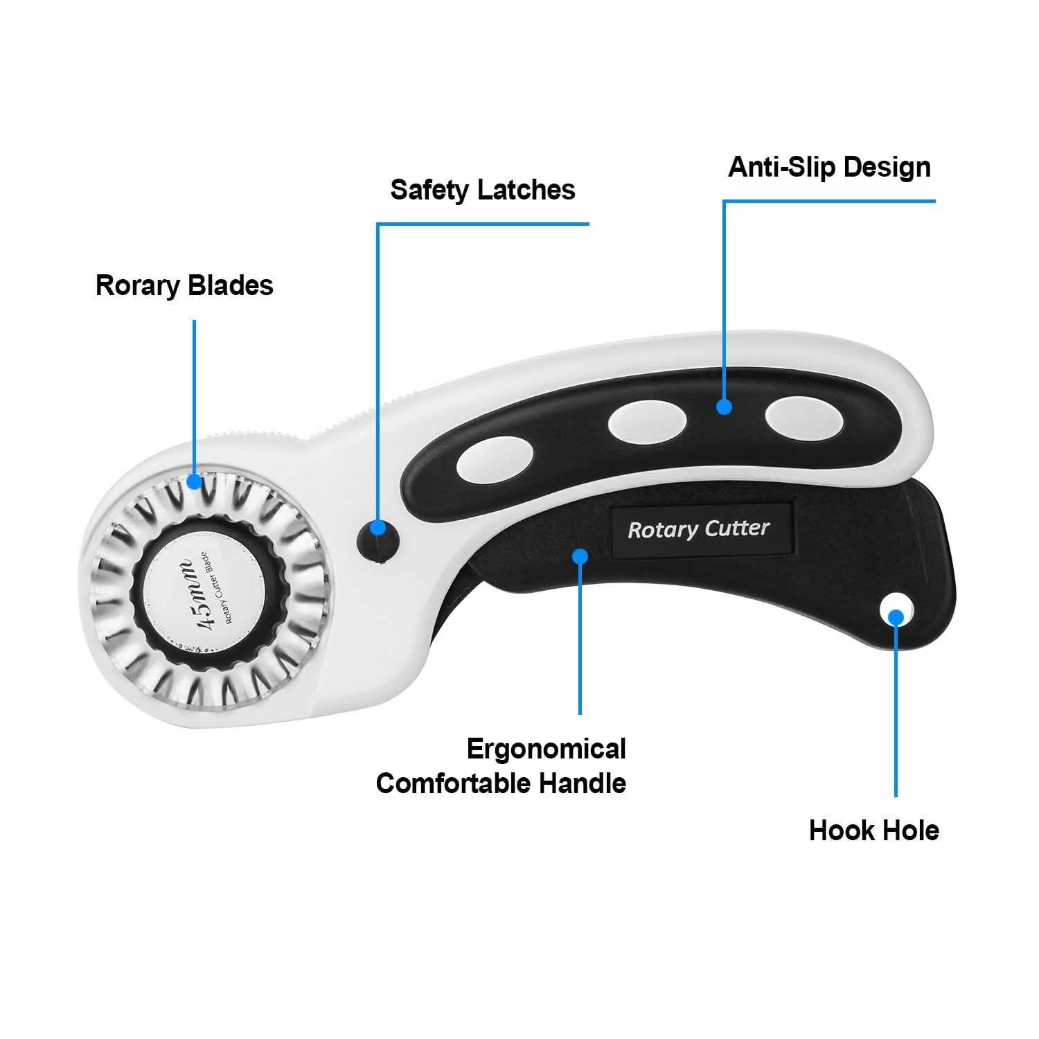 AGPtek 45mm Rotary Cutter with 7 Replacement Rotary Blades and Safety Lock