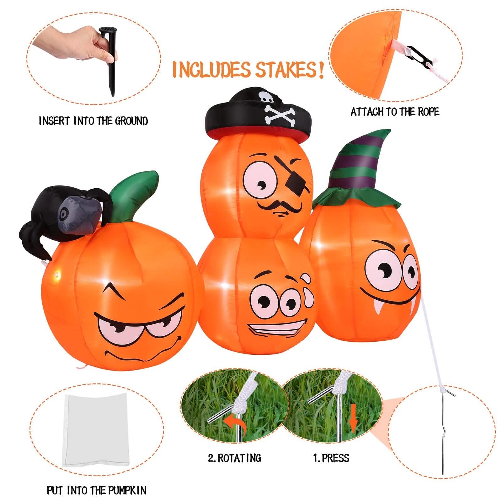 AGPTEK 4.9 Ft. Halloween Pumpkin Outdoor Decoration