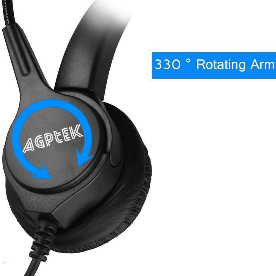 AGPtEK Call Center Hands-Free Noise Cancelling Corded Monaural Headset with Mic Mircrophone