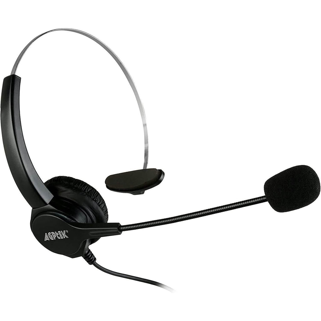 AGPtEK Call Center Hands-Free Noise Cancelling Corded Monaural Headset with Mic Mircrophone