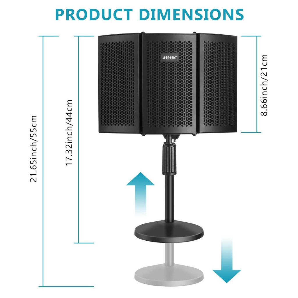 AGPtEK Compact Microphone Isolation Shield+Desk Mic Stand