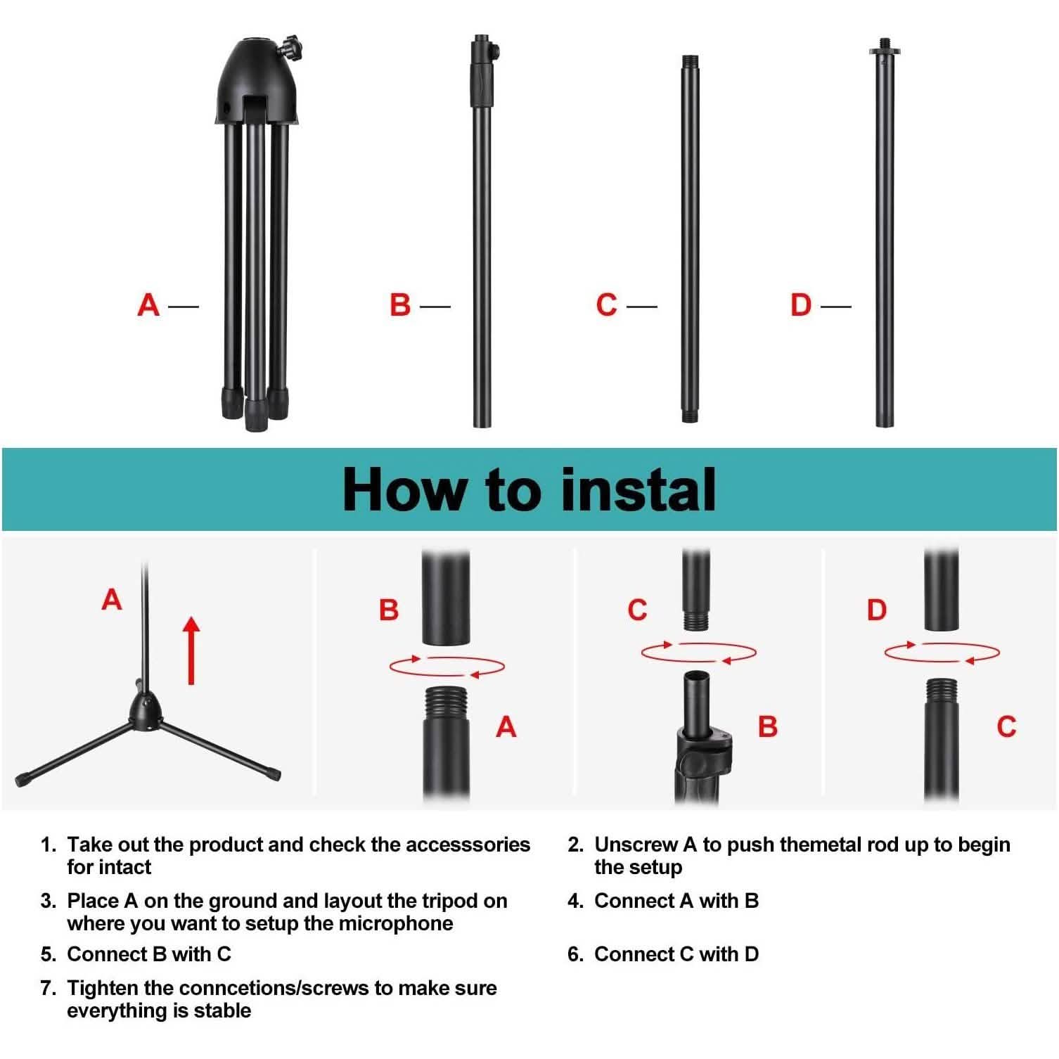 AGPtEK Condenser Microphone Stand with Non-Slip Feet