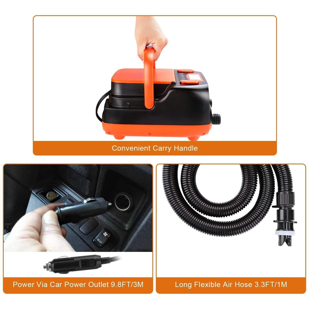 AGPtEK Electric Air Pump Digital 16PSI 12V Rechargeable SUP Electric Air Pump Compressor