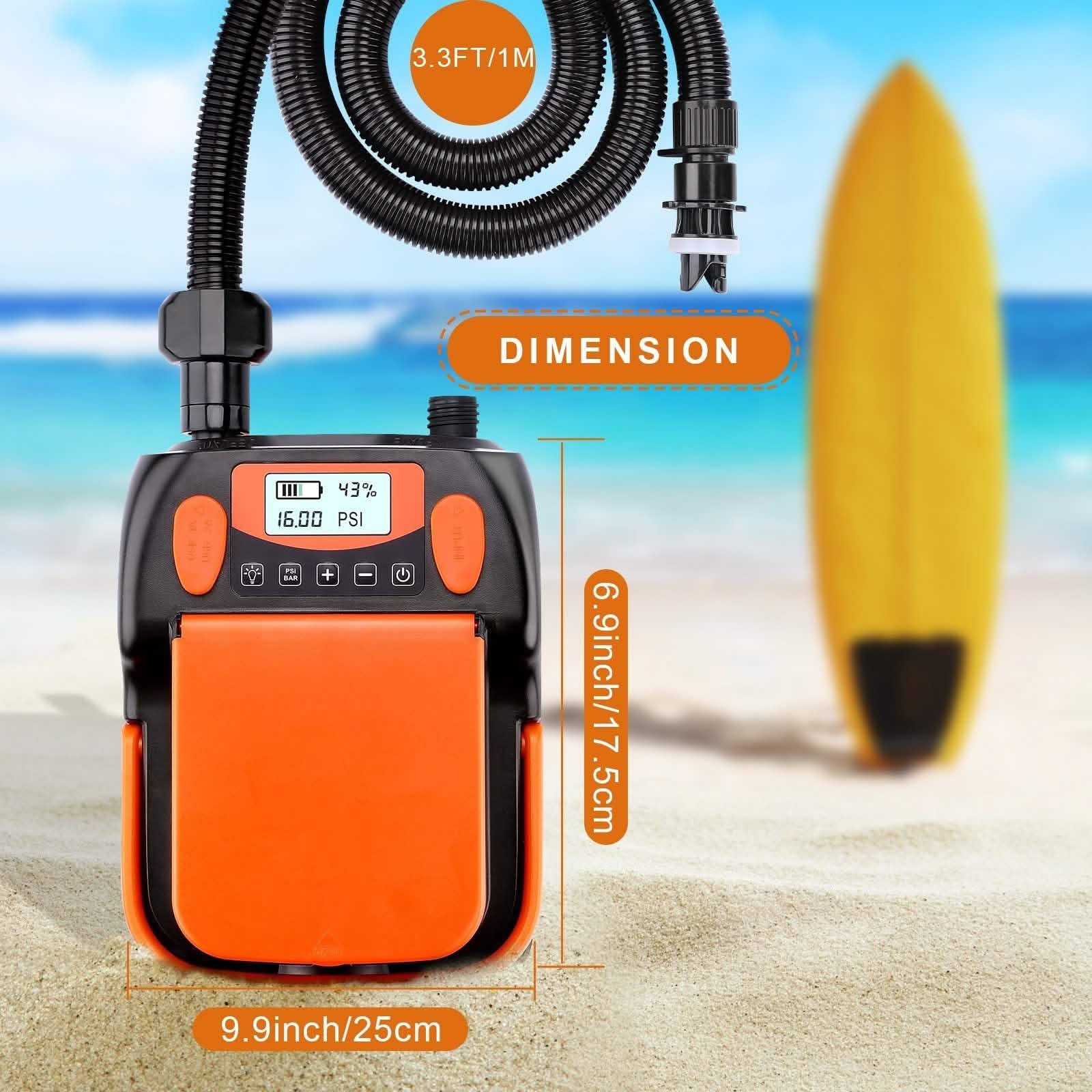 AGPtEK Electric Air Pump Digital 16PSI 12V Rechargeable SUP Electric Air Pump Compressor