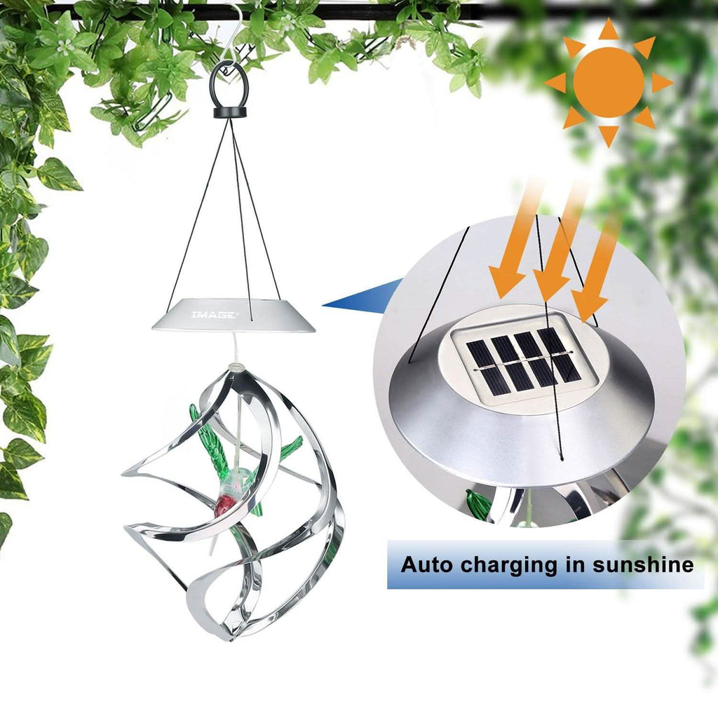 AGPtek Hummingbird Win Wind Chime Color Changing Solar Hanging Lights