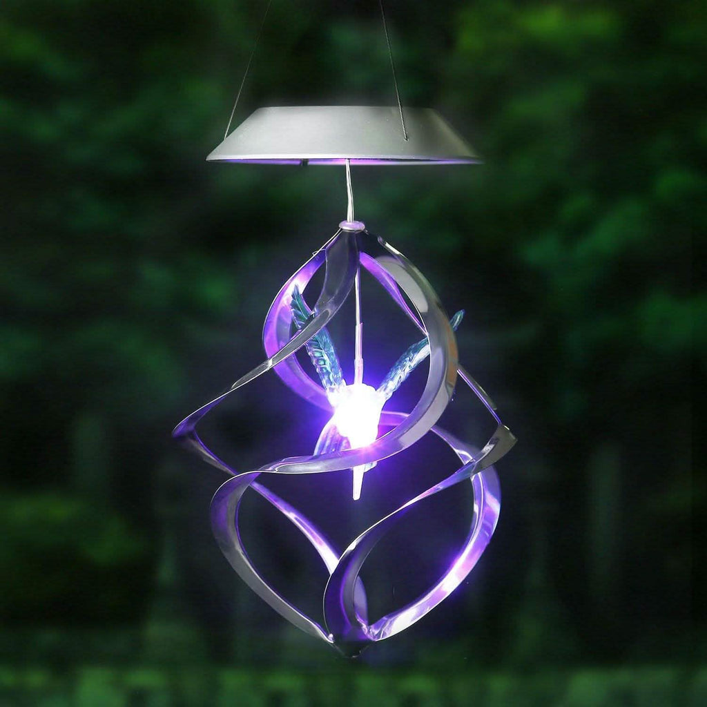 AGPtek Hummingbird Win Wind Chime Color Changing Solar Hanging Lights