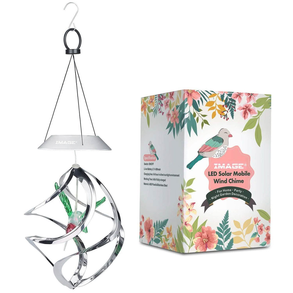AGPtek Hummingbird Win Wind Chime Color Changing Solar Hanging Lights