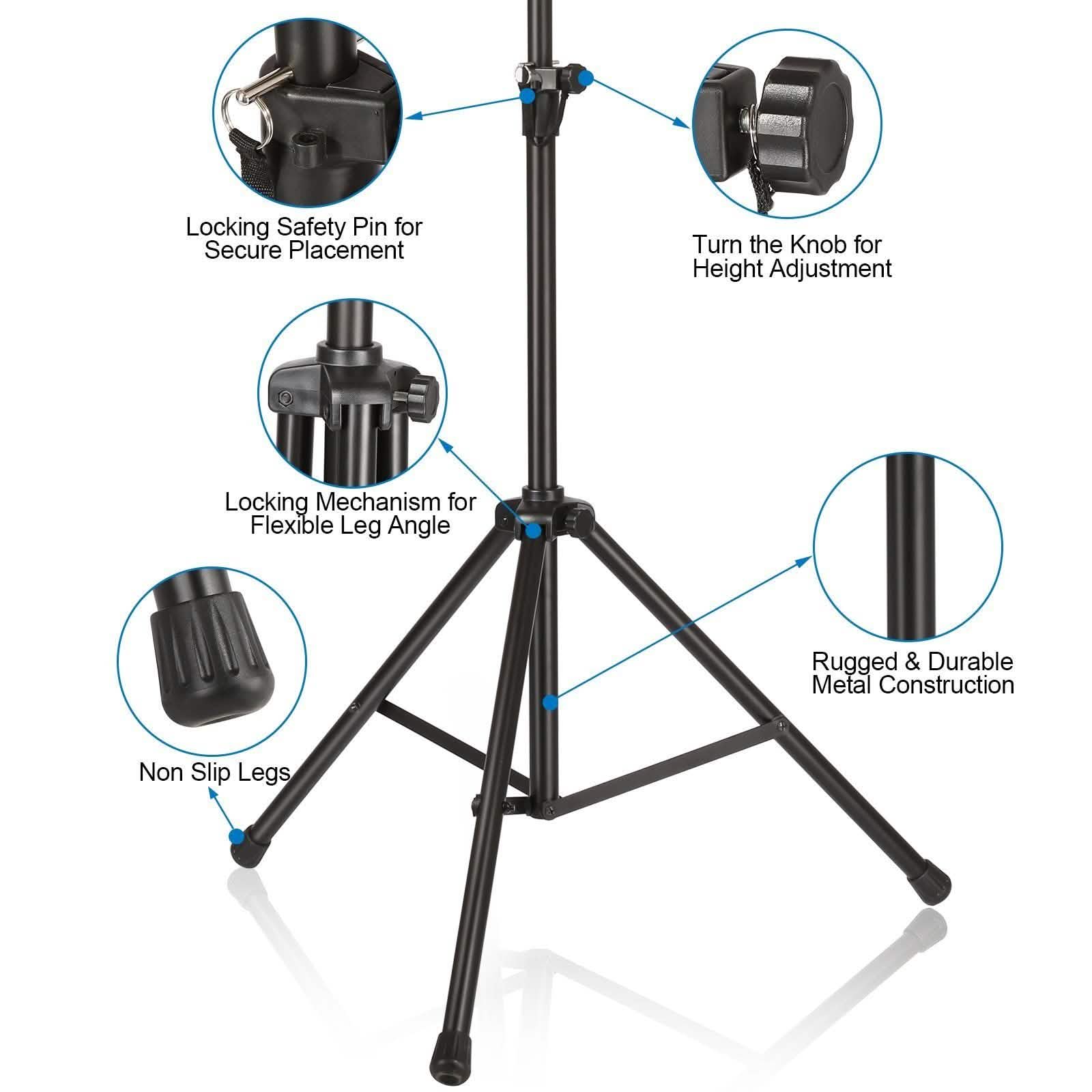 AGPtEK Microphone Stand Wind Screen Bracket with Adjustable Non-slip Tripod Base