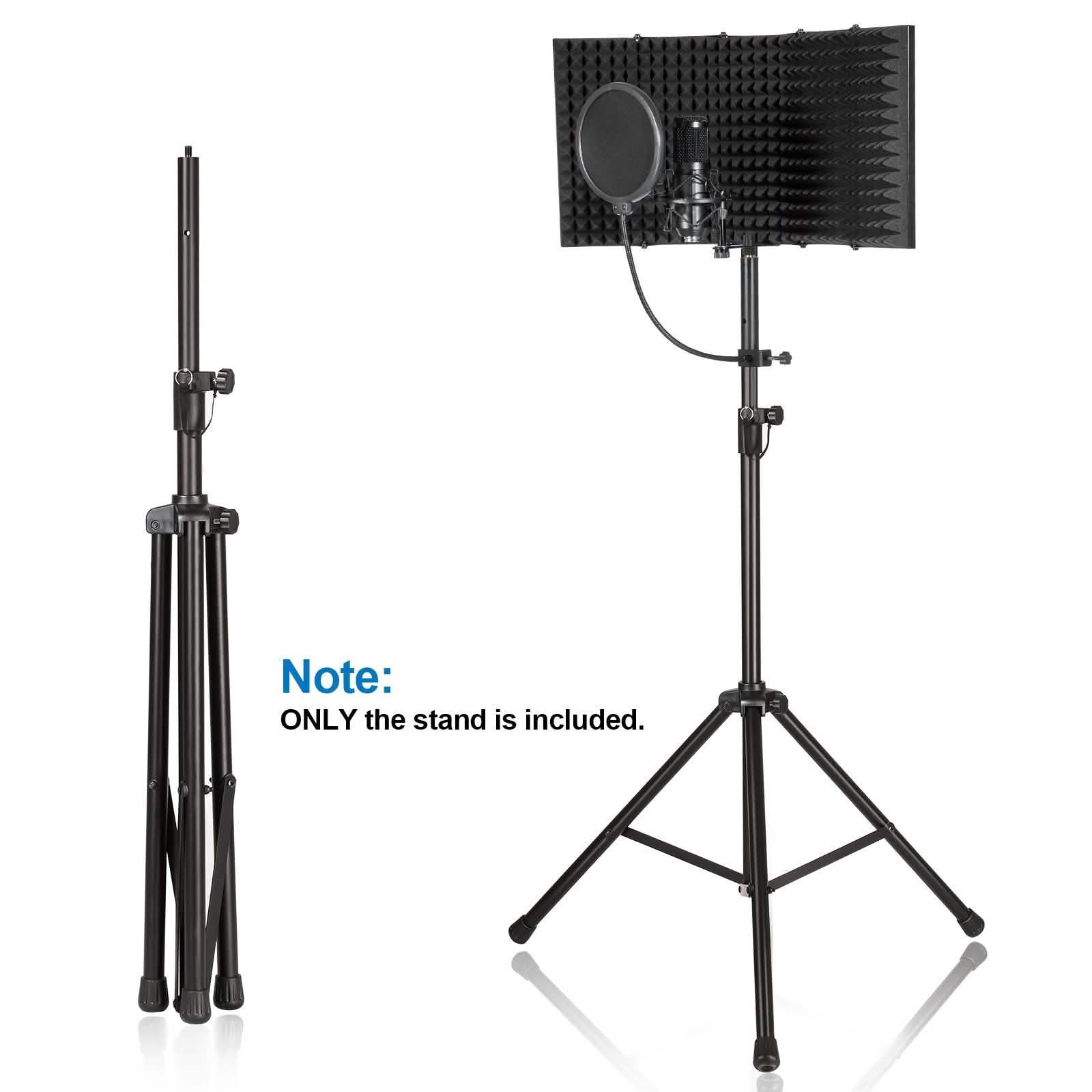 AGPtEK Microphone Stand Wind Screen Bracket with Adjustable Non-slip Tripod Base