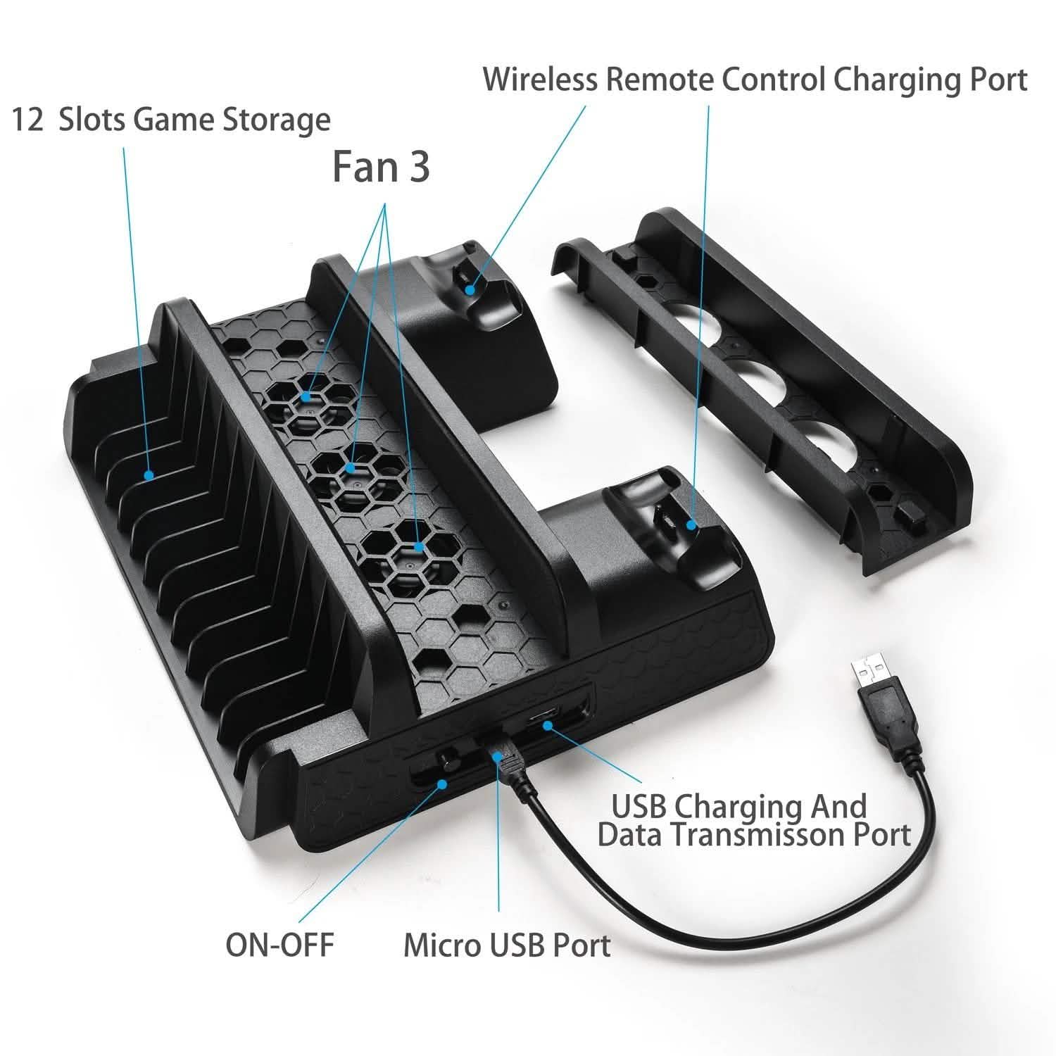 Agptek PS4 Vertical Stand with Cooling Fan