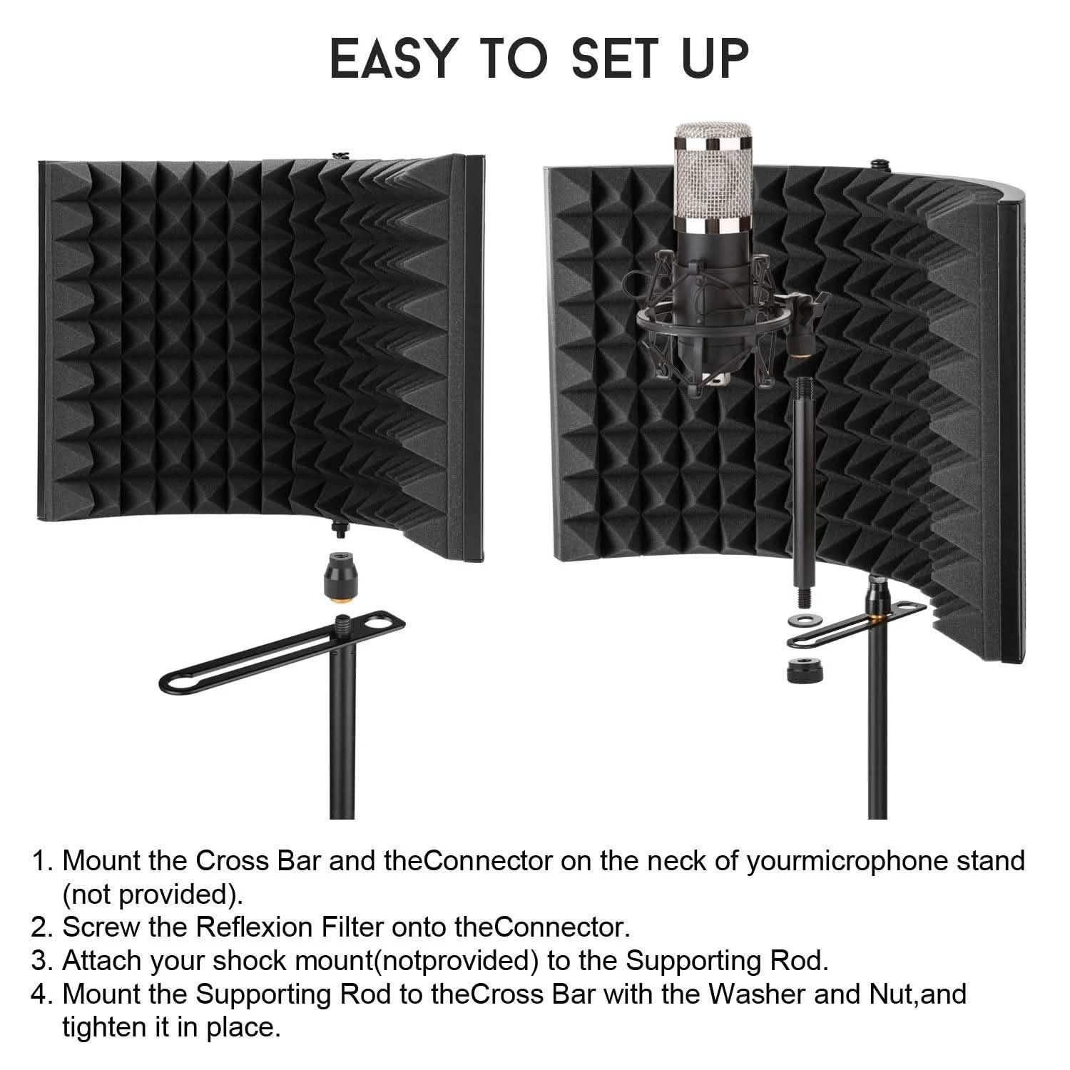 AGPTEK Studio Microphone Foam Shield Soundproofing