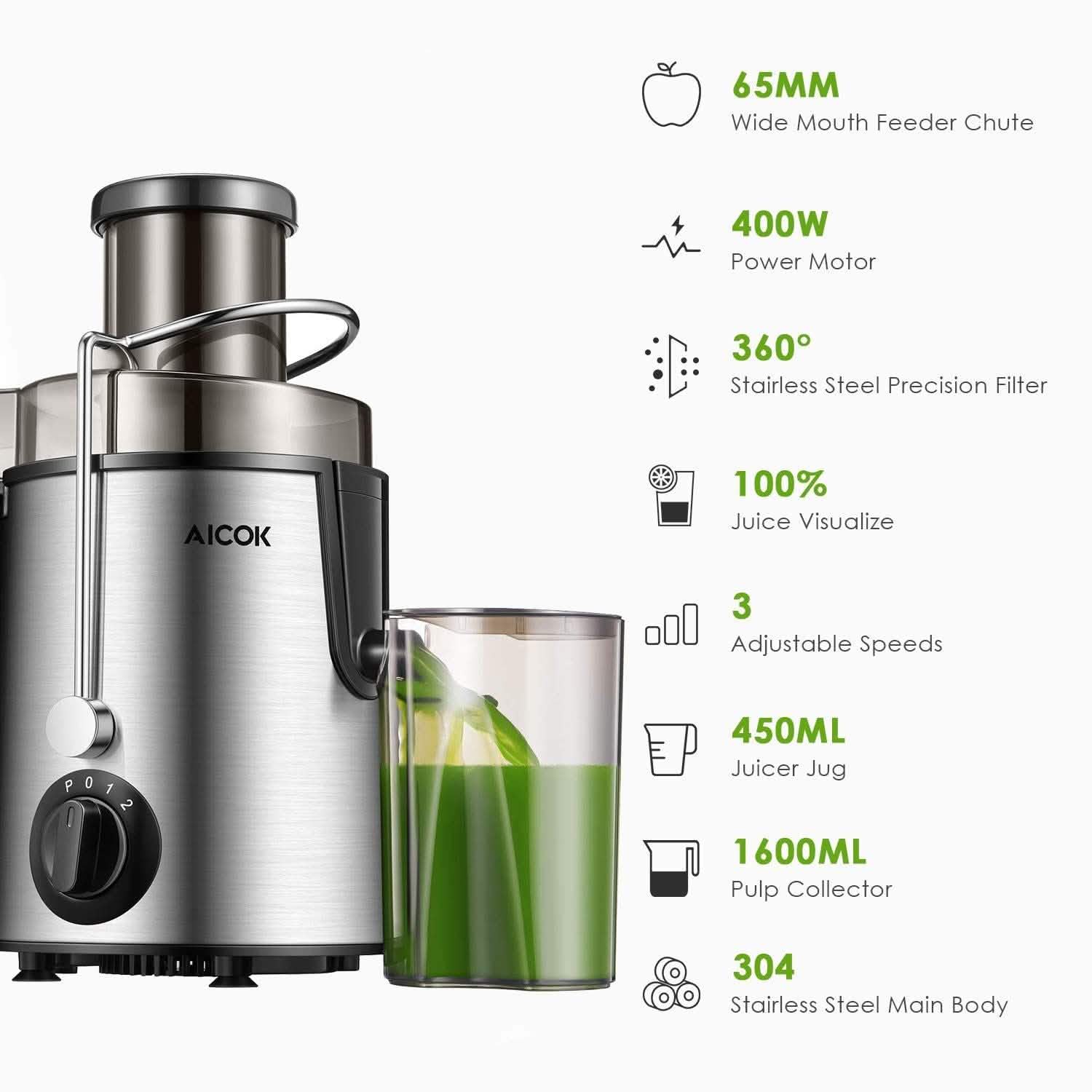 Aicok Juicer Centrifugal Juicer for Whole Fruit and Vegetable