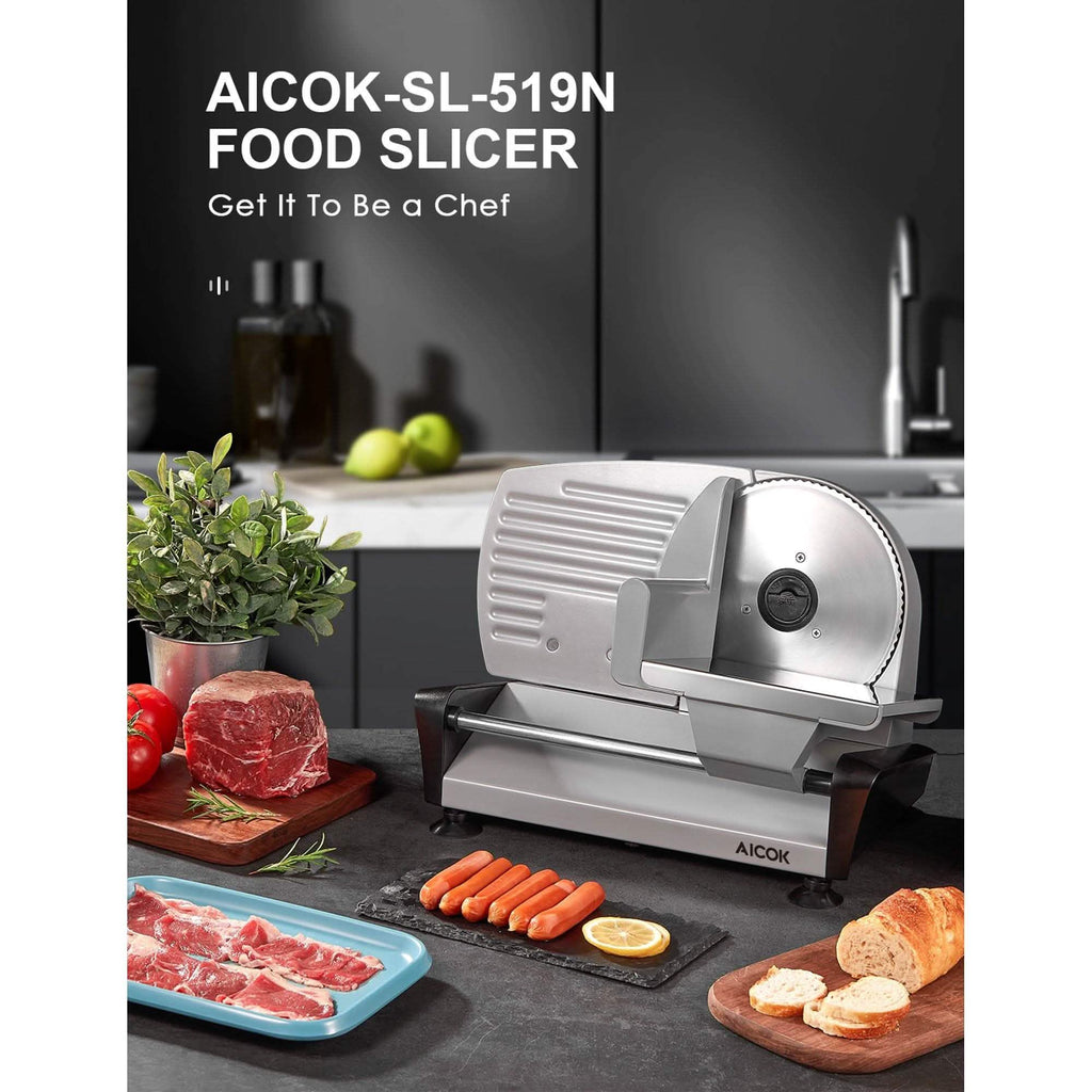 Aicok Meat Slicer with 7.5" Removable Stainless Steel Blade