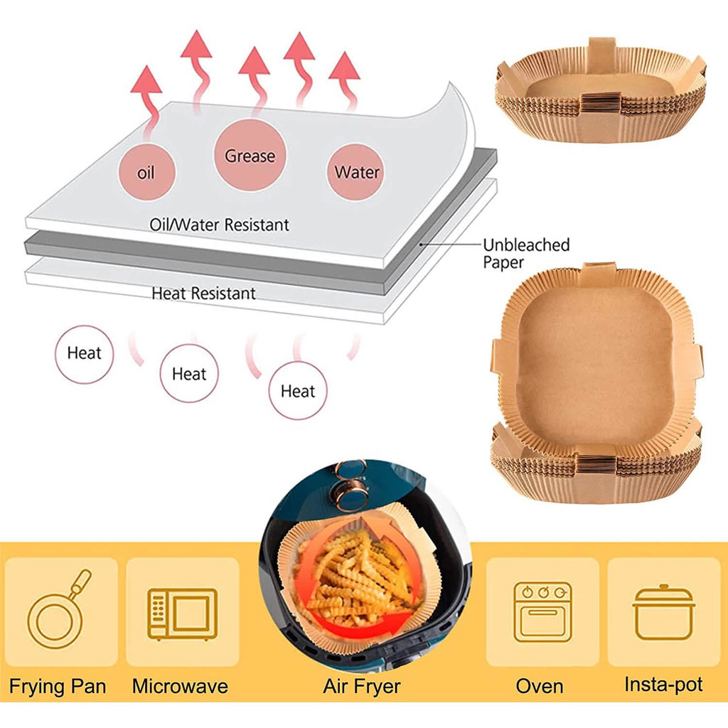 100-Pack: Air Fryer Disposable Paper Liners