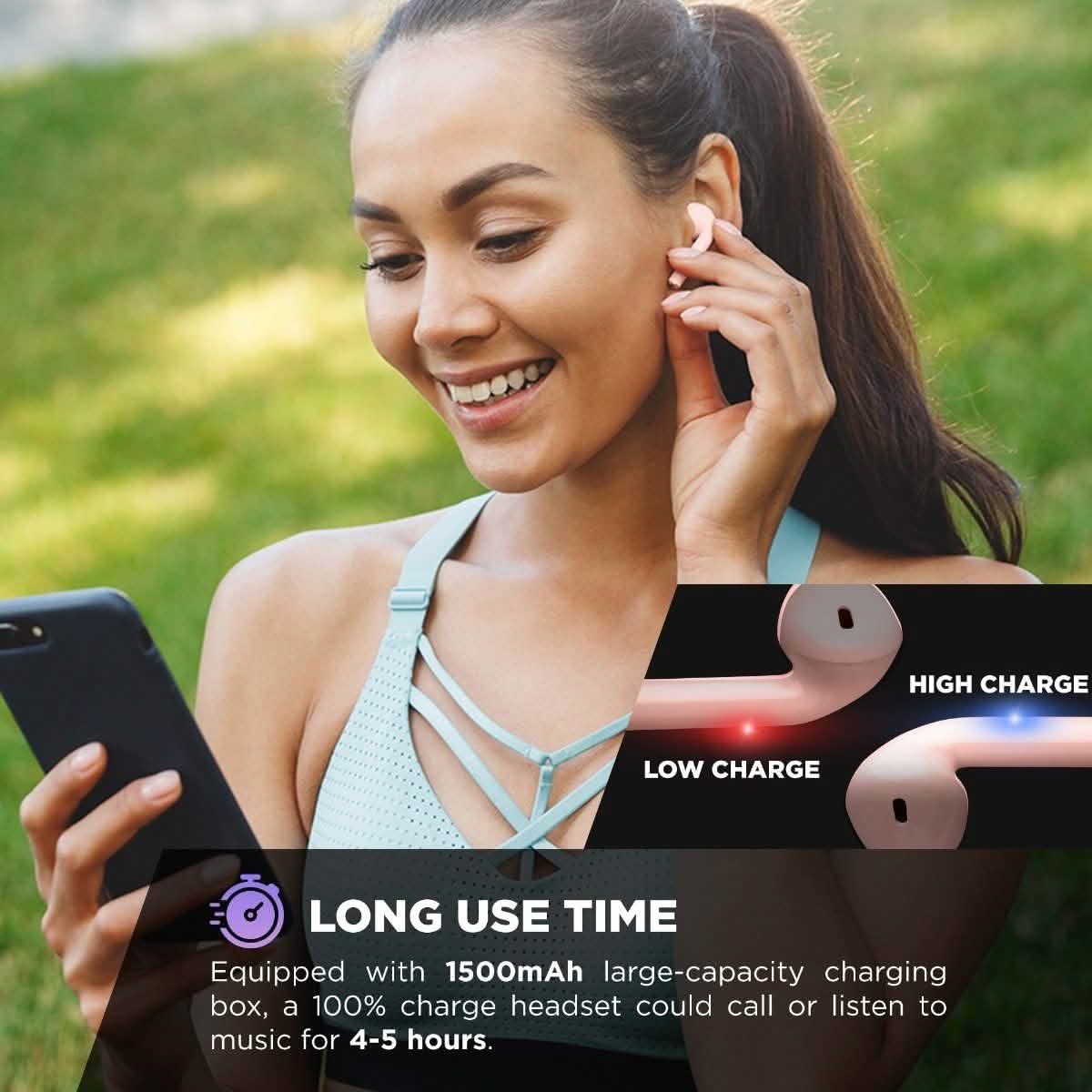 Airbuds Wireless Bluetooth Earphones with Charging Case and Bonus Qi Charging Mat