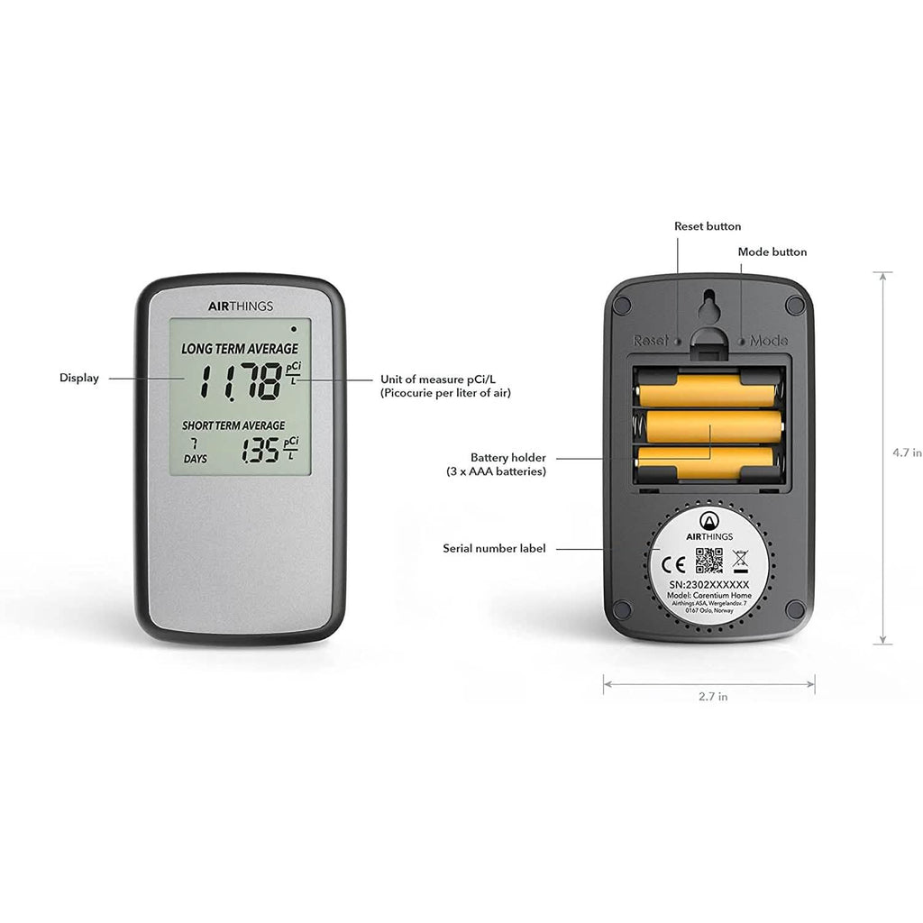 Airthings Corentium Home Radon Detector 223 Portable