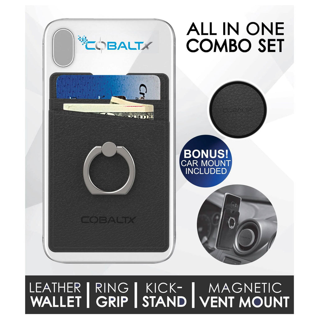 All-in-One Ring Grip Wallet and Magnetic Airvent Mount Combo Pack