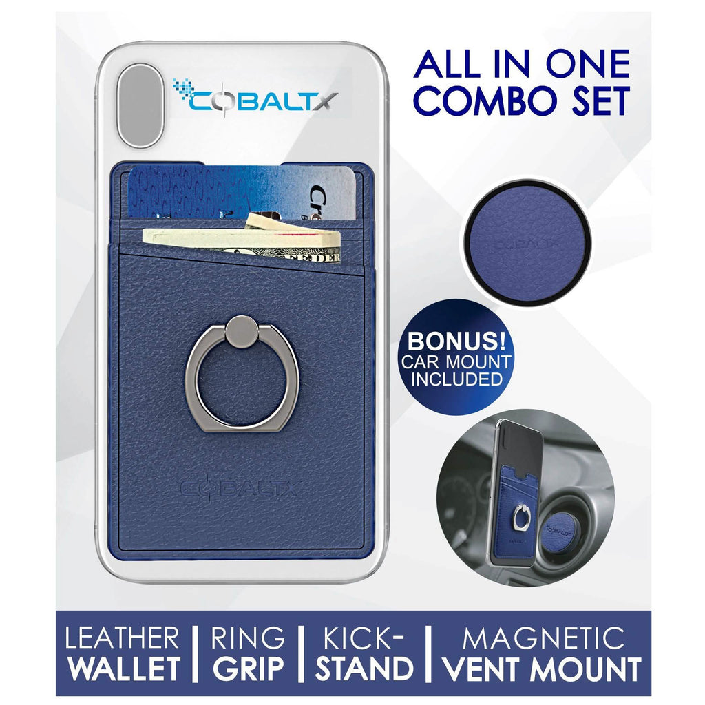 All-in-One Ring Grip Wallet and Magnetic Airvent Mount Combo Pack