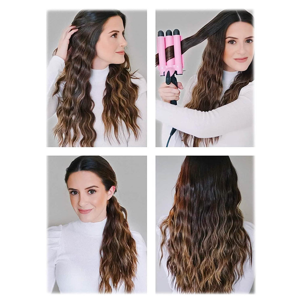 Alure Three Barrel Curling Iron Wand with LCD Temperature Display