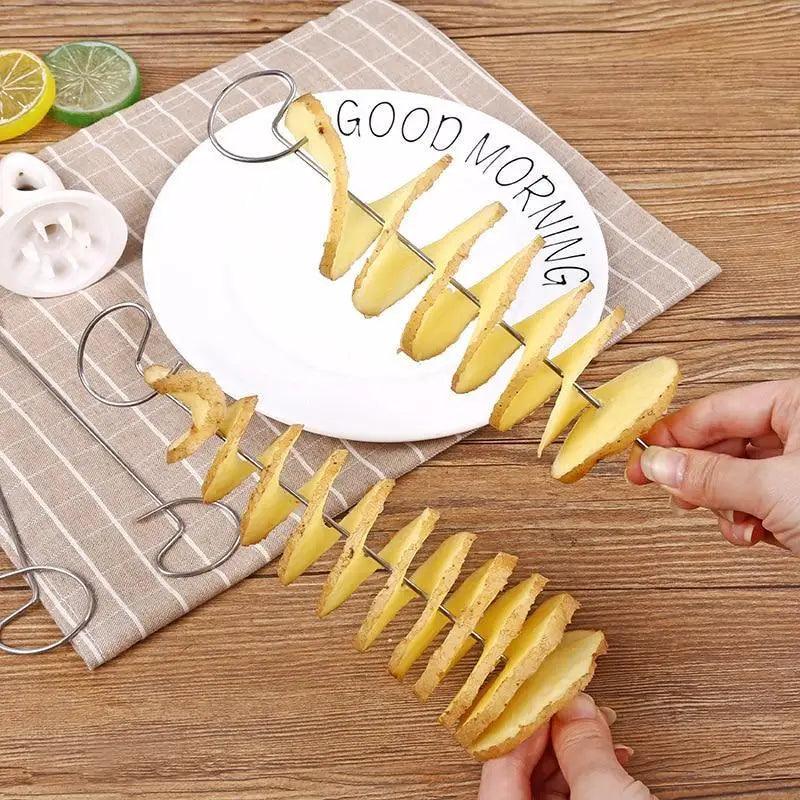 Amazing 2PC Potato Spiral Cutter Cucumber Slicer Kitchen Accessories Vegetable Spiralizer Spiral Potato Cutter Slicer Kitchen Gadgets