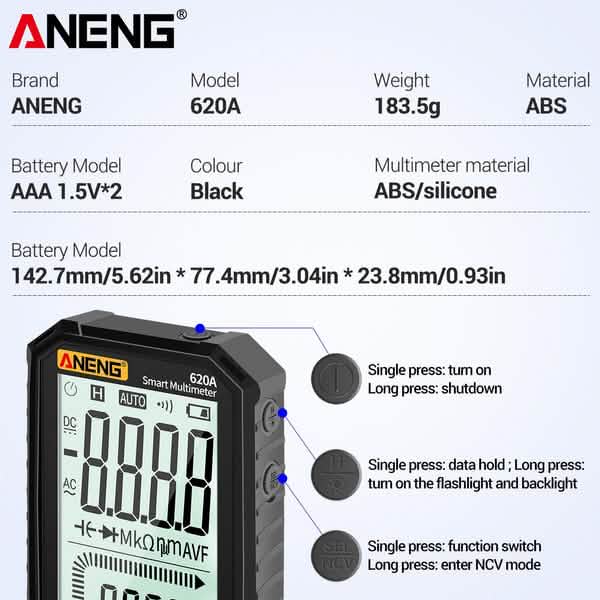 ANENG 4.7-Inch LCD Display 6000 Count AC/DC Digital Multimeter