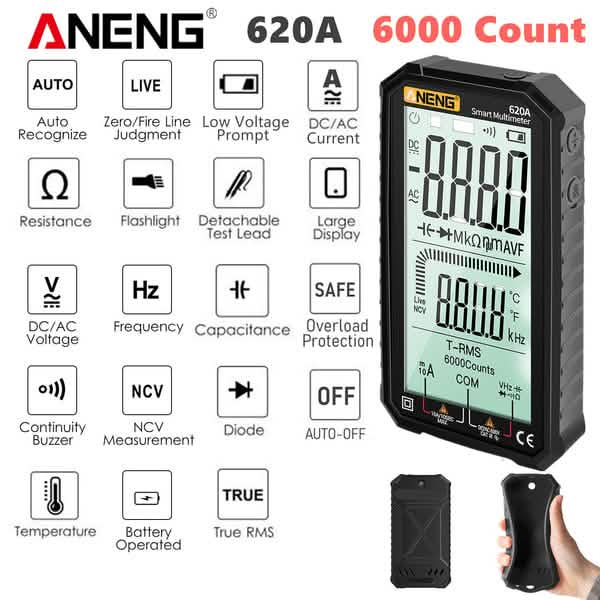 ANENG 4.7-Inch LCD Display 6000 Count AC/DC Digital Multimeter