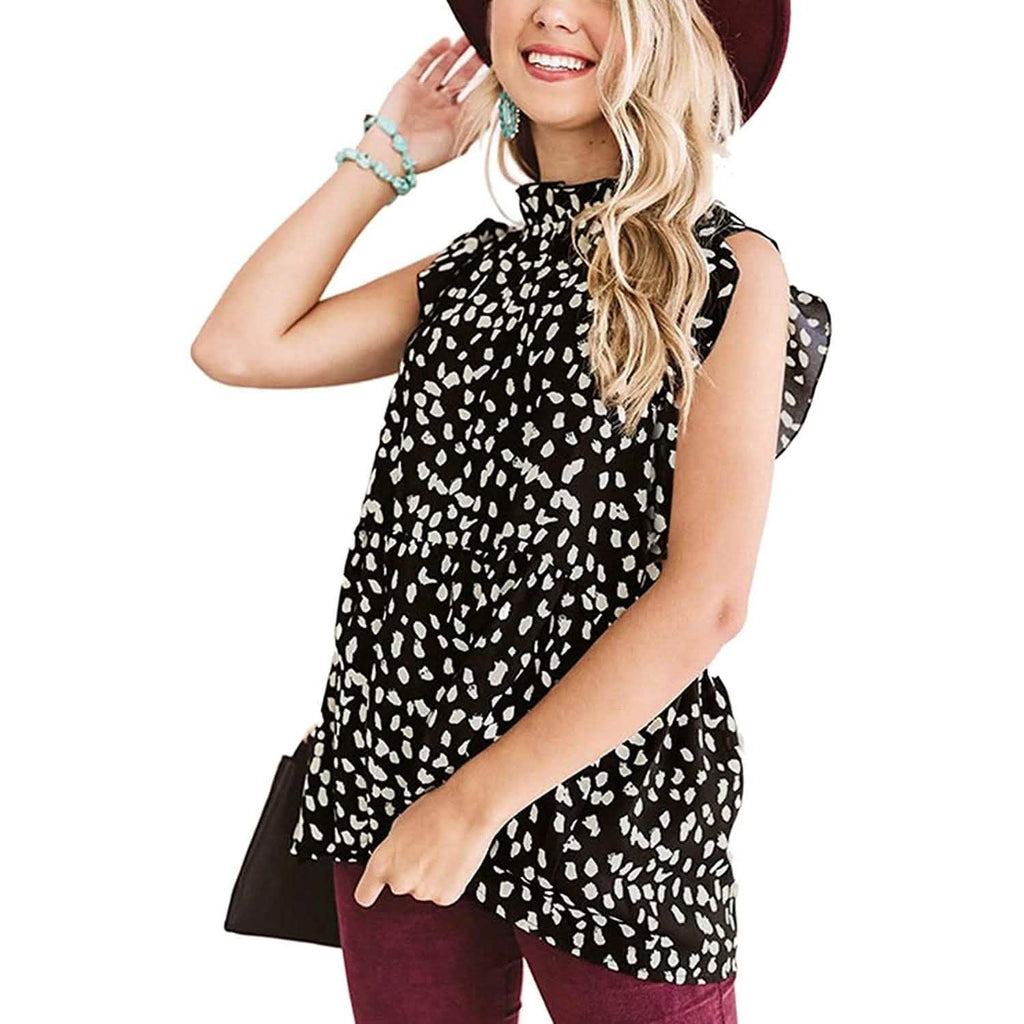 Angashion Women's Casual Floral Print Babydoll Blouse Tunic Tops