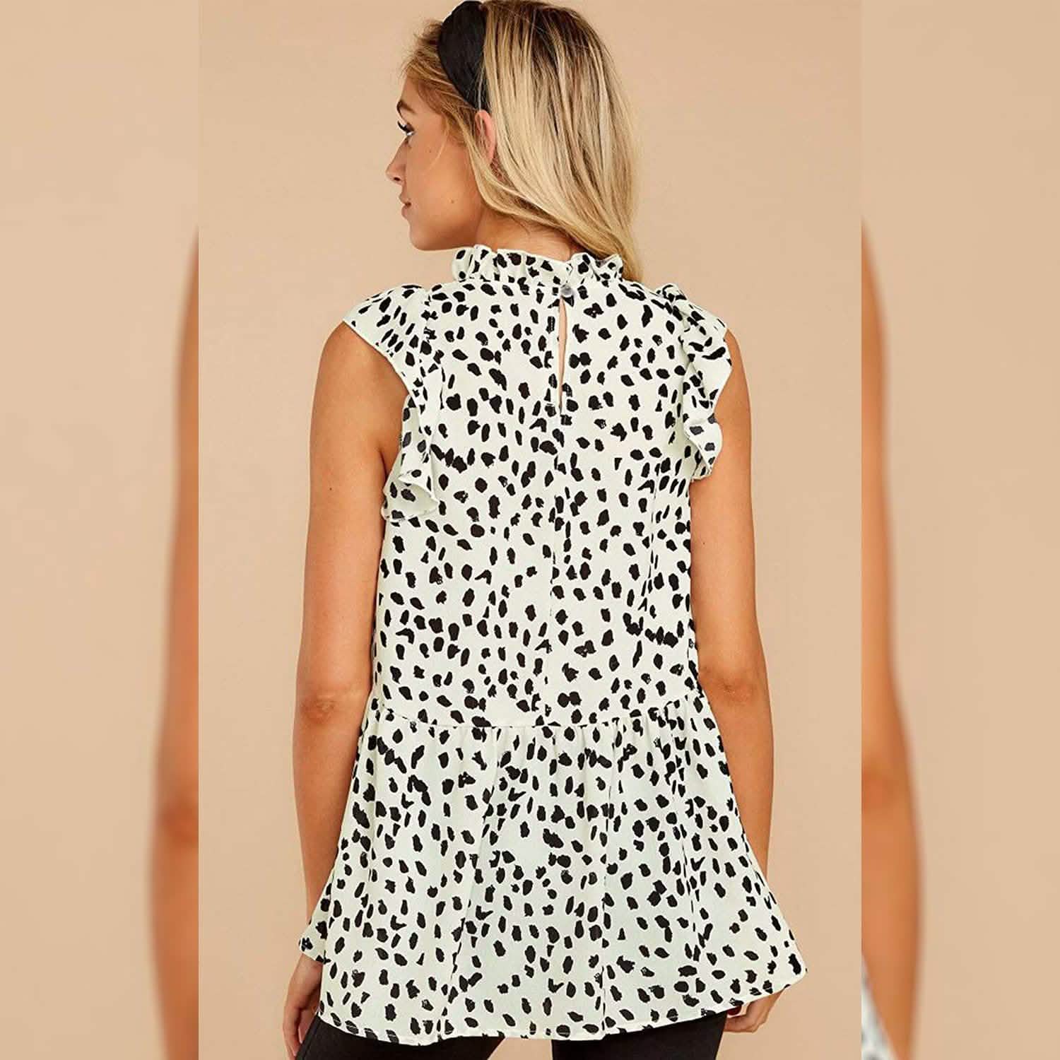Angashion Women's Casual Floral Print Babydoll Blouse Tunic Tops