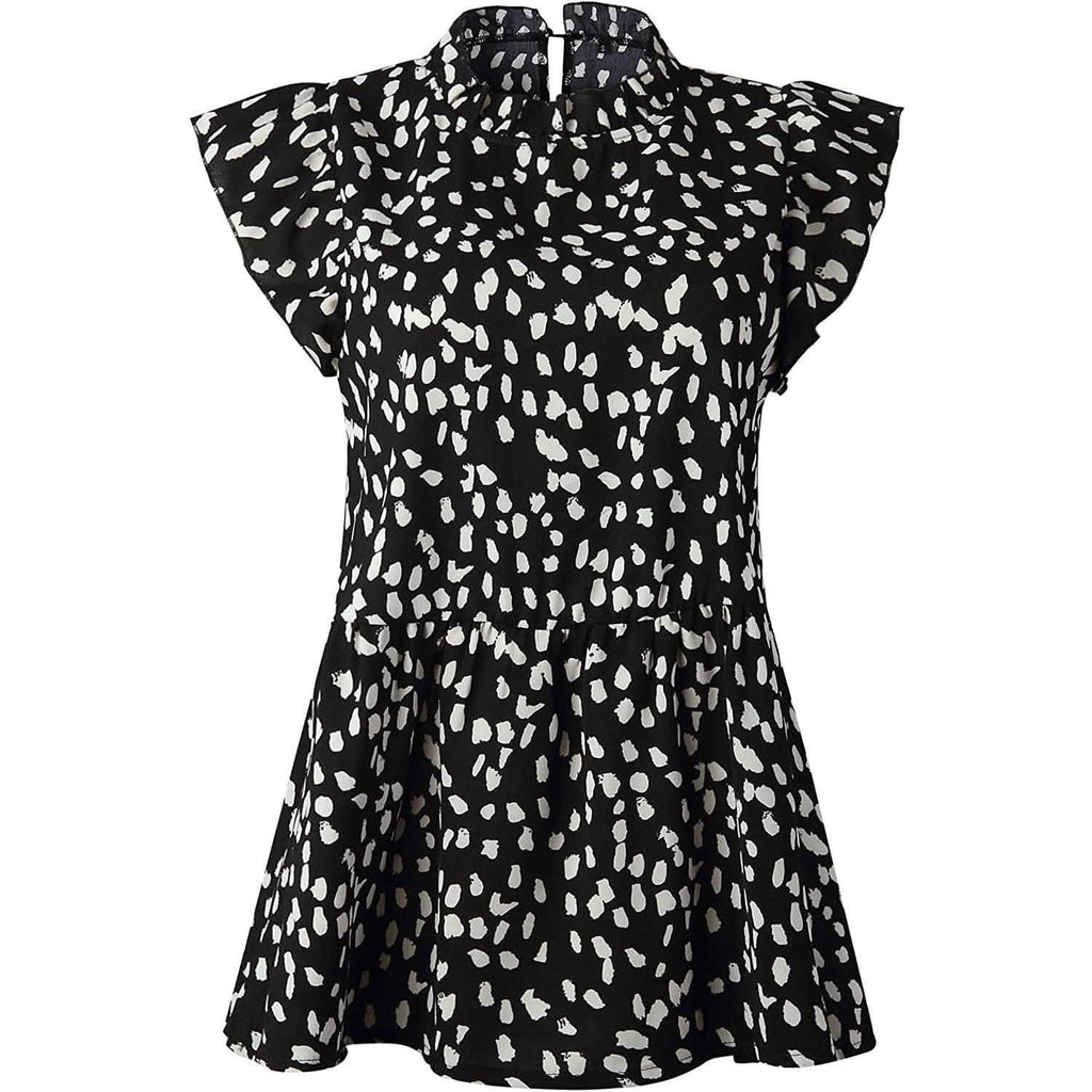 Angashion Women's Casual Floral Print Babydoll Blouse Tunic Tops
