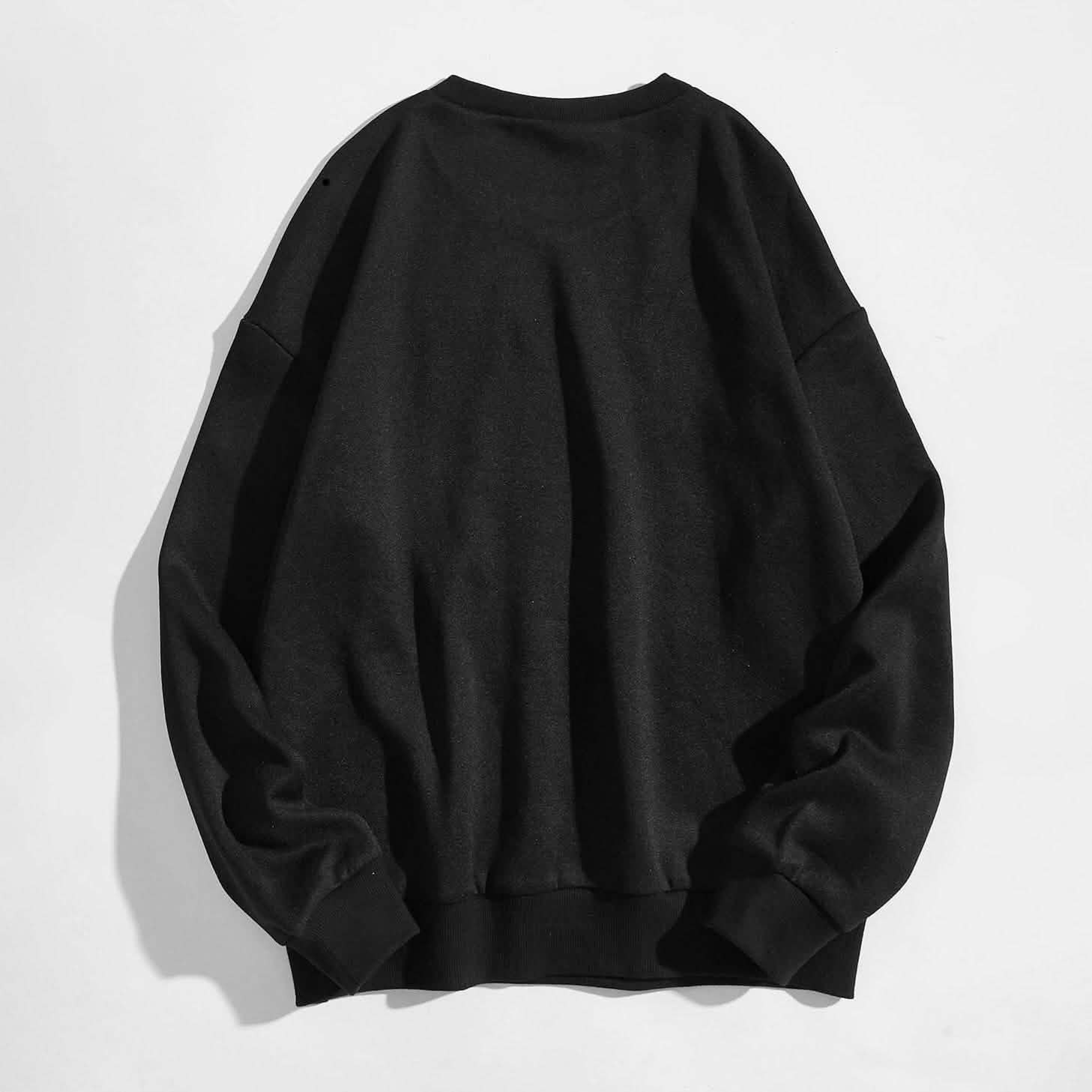 Angel and Letter Graphic Oversized Thermal Sweatshirt