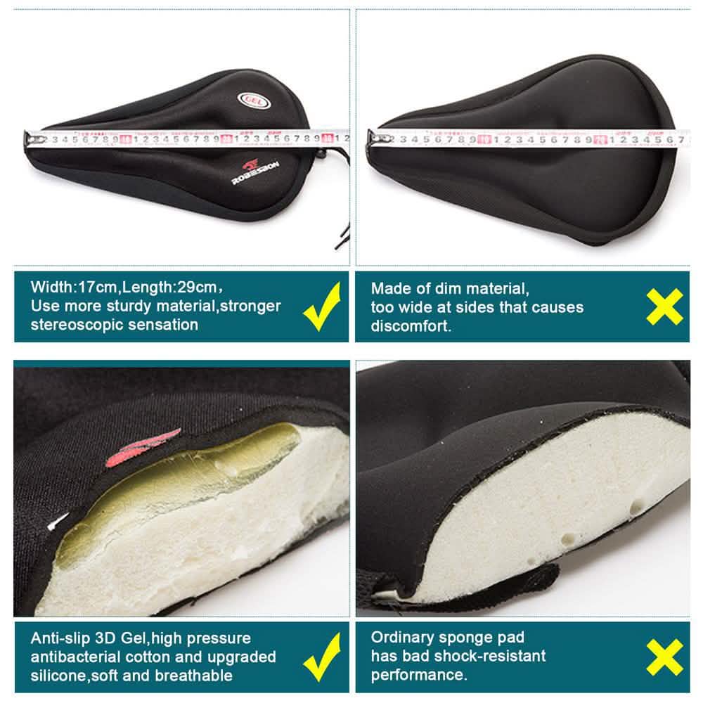 Anti-Slip Silicone Gel Pad Cushion Seat - Saddle Cover for Bike Bicycle Cycling