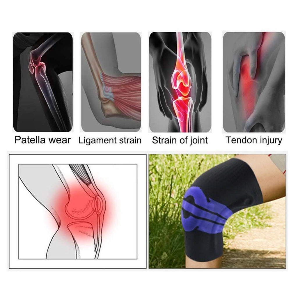 Anti Slip Springs Stabilizers Knee Compression Support Sleeve With Patella Gel Pad