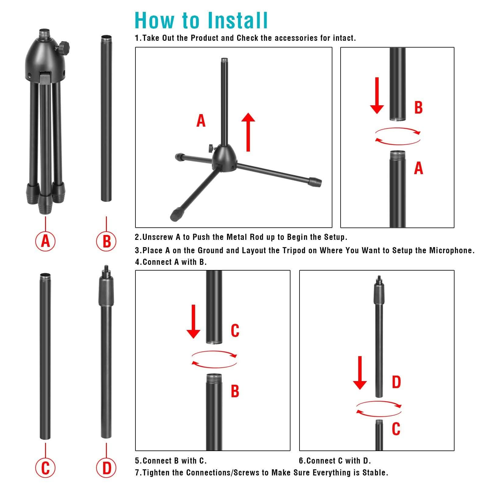 Anti-slip Tripod Condenser Microphone Stand