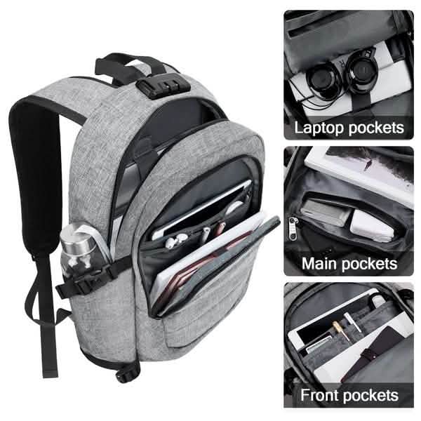 Anti Theft Waterproof Classic Backpack with USB Charging Port and Headphone Interface