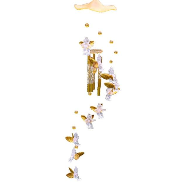 Antique Resonant 5 Tubes Love Angel Wind Chime Bells Hanging Living Bed Home Decor Gift Car Praying Hanging Garden Decoration Decor Wind Chime Outdoor Yard Garden Deco Wind Chimes