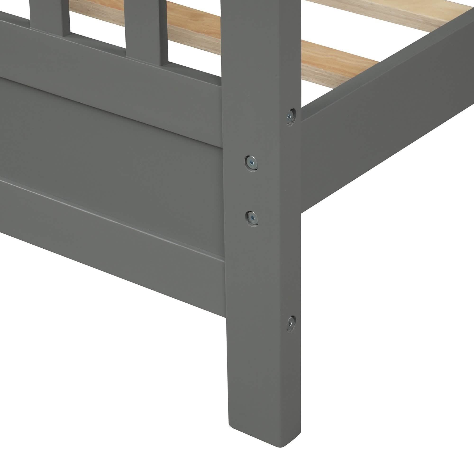 Anysun Full Size Bed Frame Solid Wood Platform Bed with Headboard for Kid's
