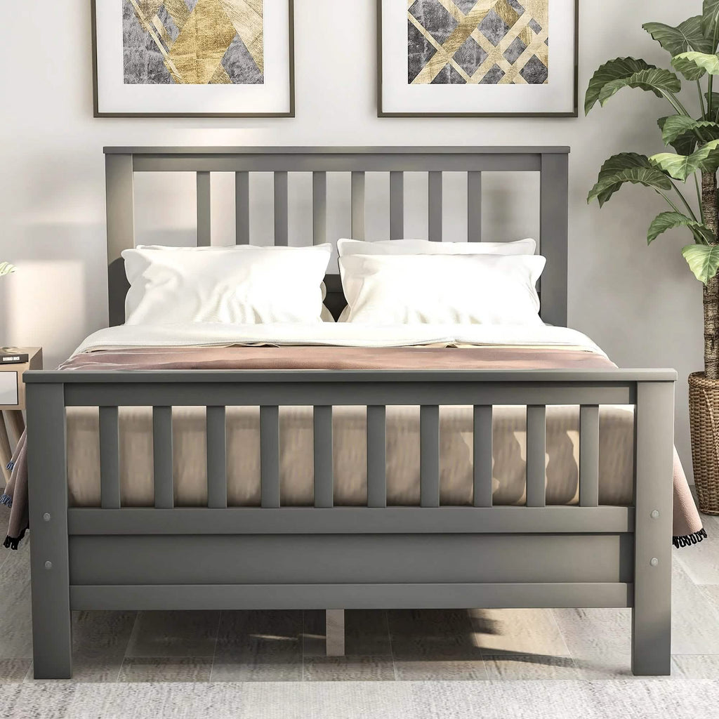 Anysun Full Size Bed Frame Solid Wood Platform Bed with Headboard for Kid's