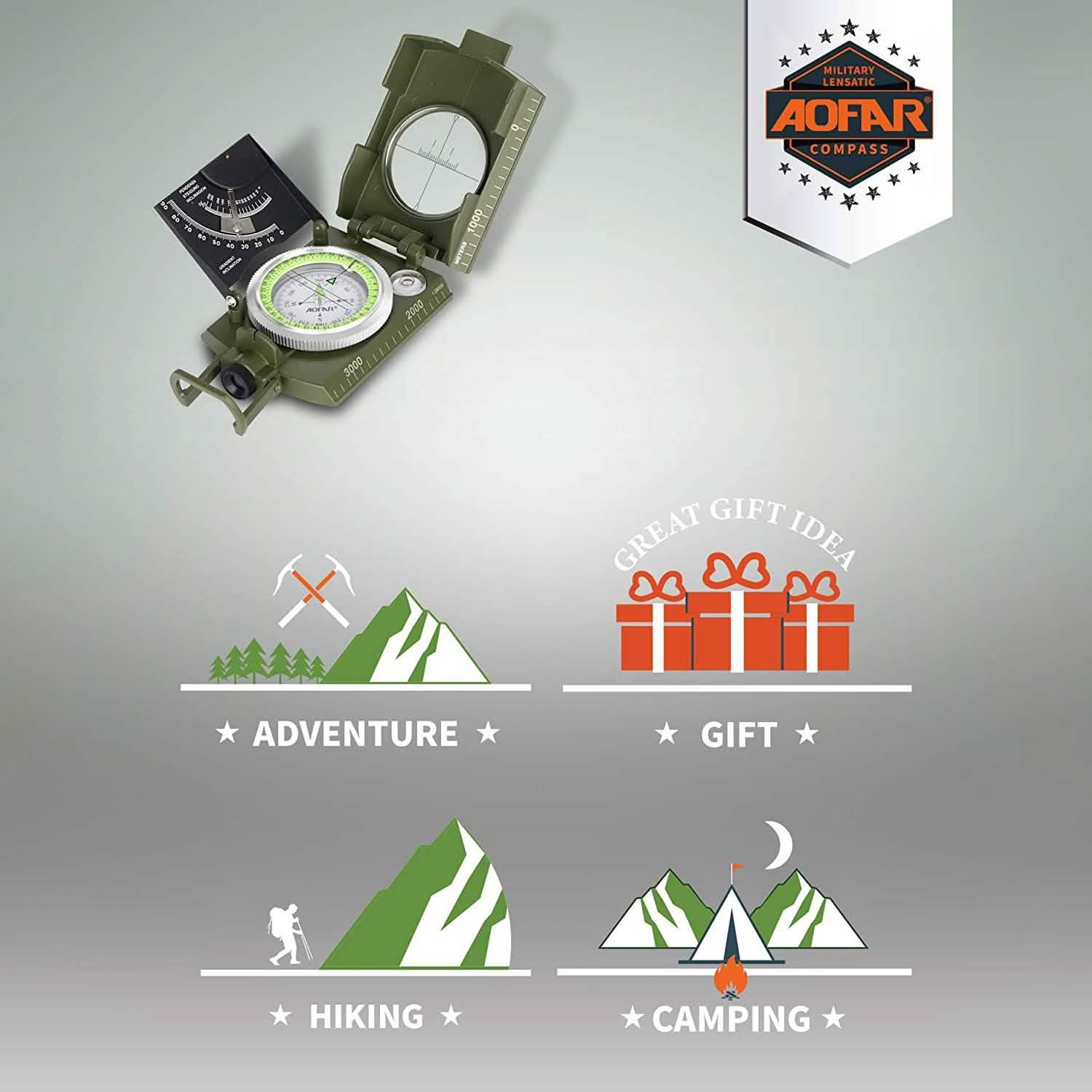 AOFAR Military Compass AF-4074