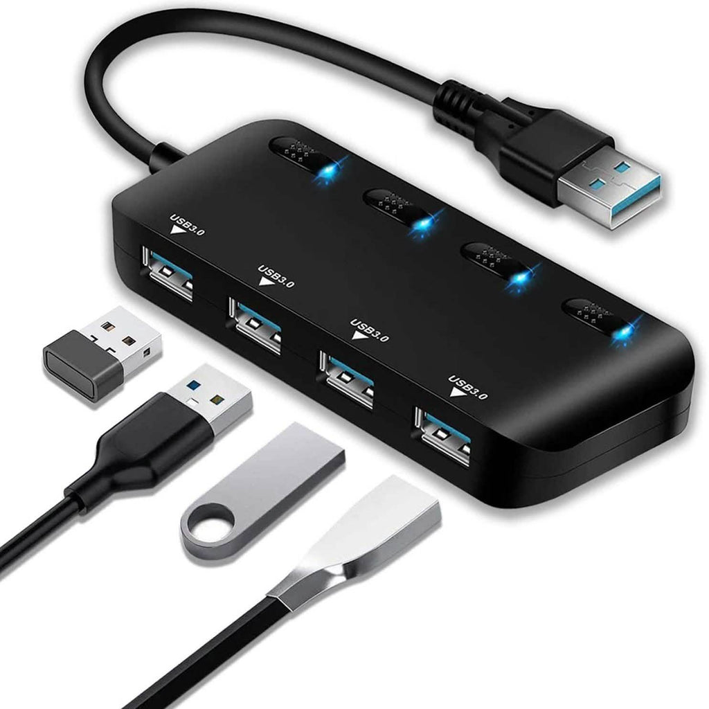 APANAGE 4-Port Powered USB 3.0 Hub Splitter